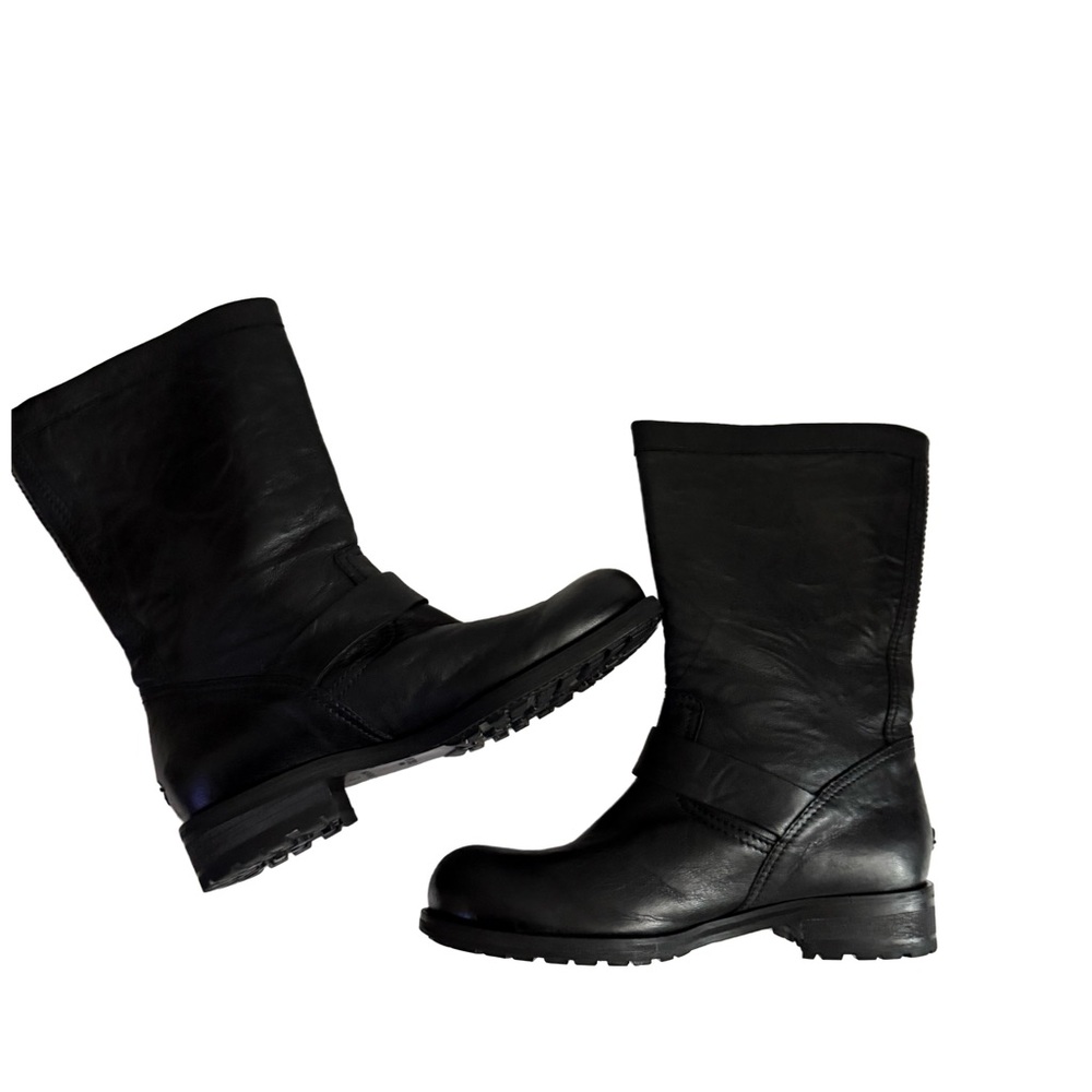 JIMMY CHOO Edgy Black Leather Moto  Ankle Boot Size US 7 EU37 - Picture 12 of 15